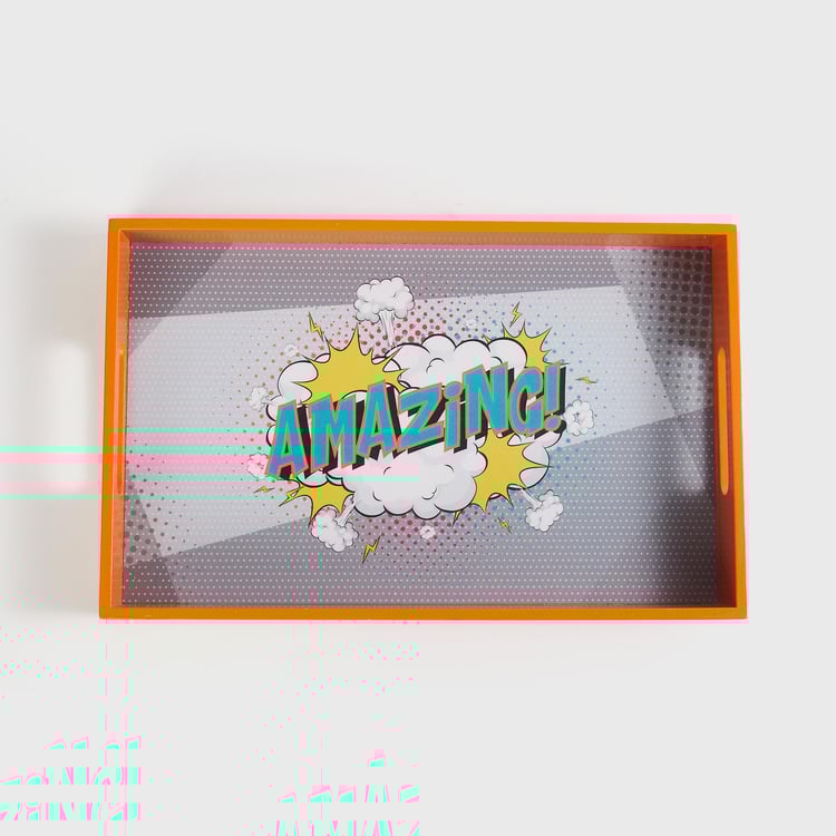 Raisa Wood Printed Rectangular Serving Tray - 25x40cm