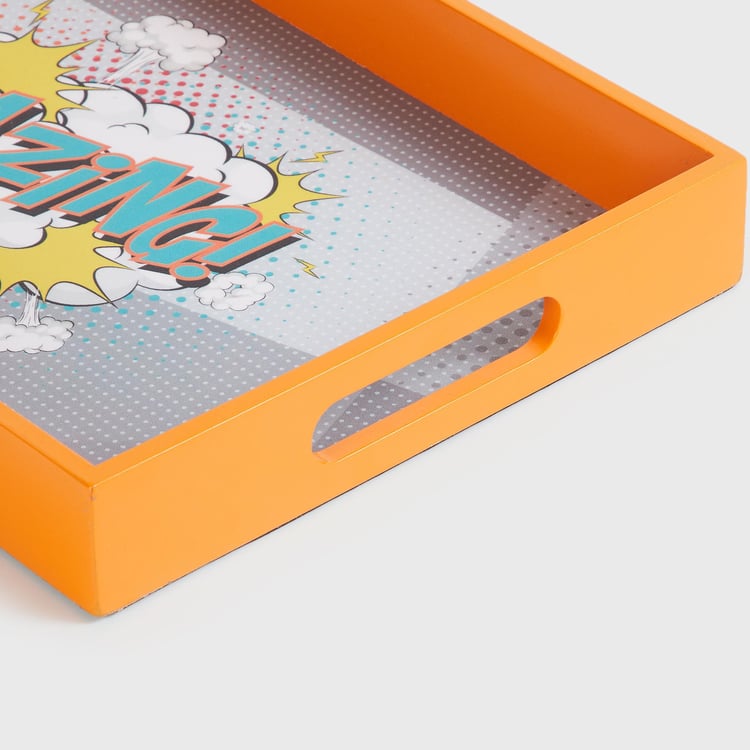 Raisa Wood Printed Rectangular Serving Tray - 25x40cm