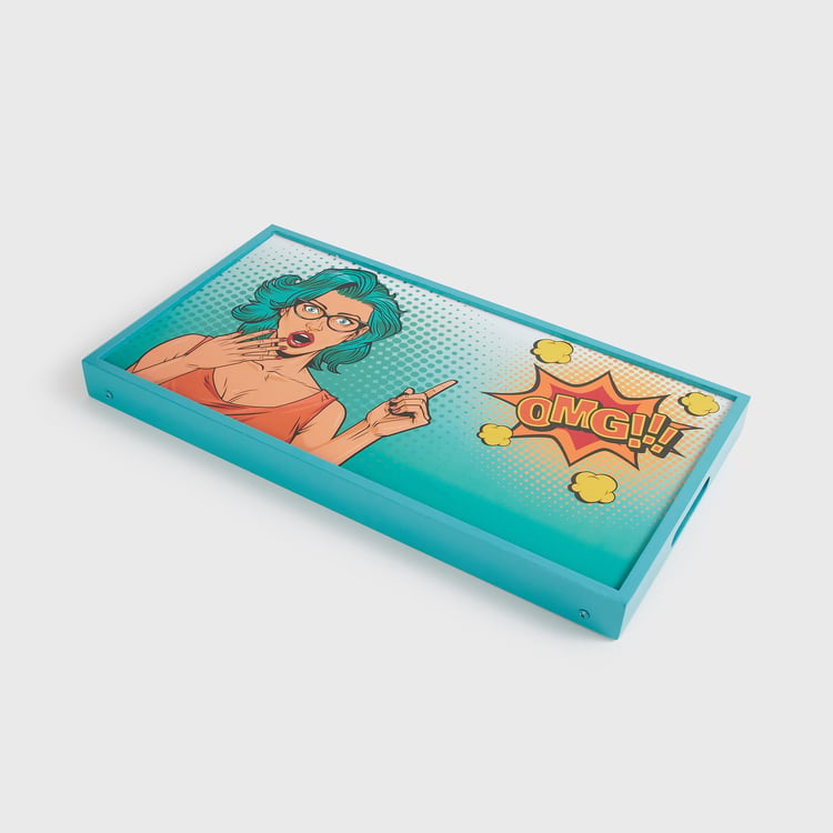 Raisa Wood Printed Rectangular Breakfast Tray - 30x56cm