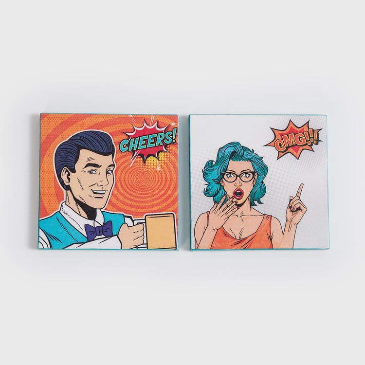 Raisa Comic Story Set of 6 Wood Coasters