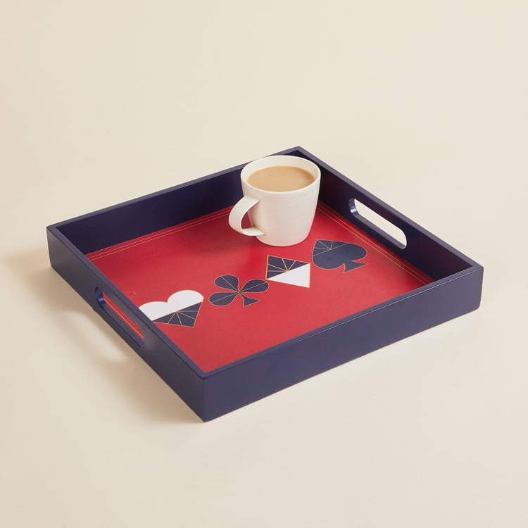 Raisa Wood Printed Square Serving Tray - 30x30cm