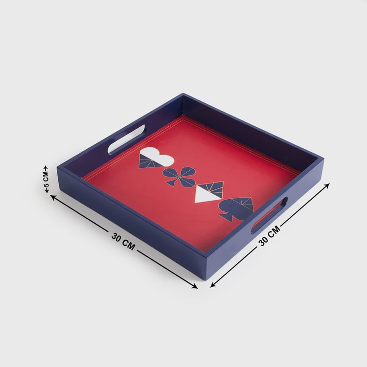 Raisa Wood Printed Square Serving Tray - 30x30cm