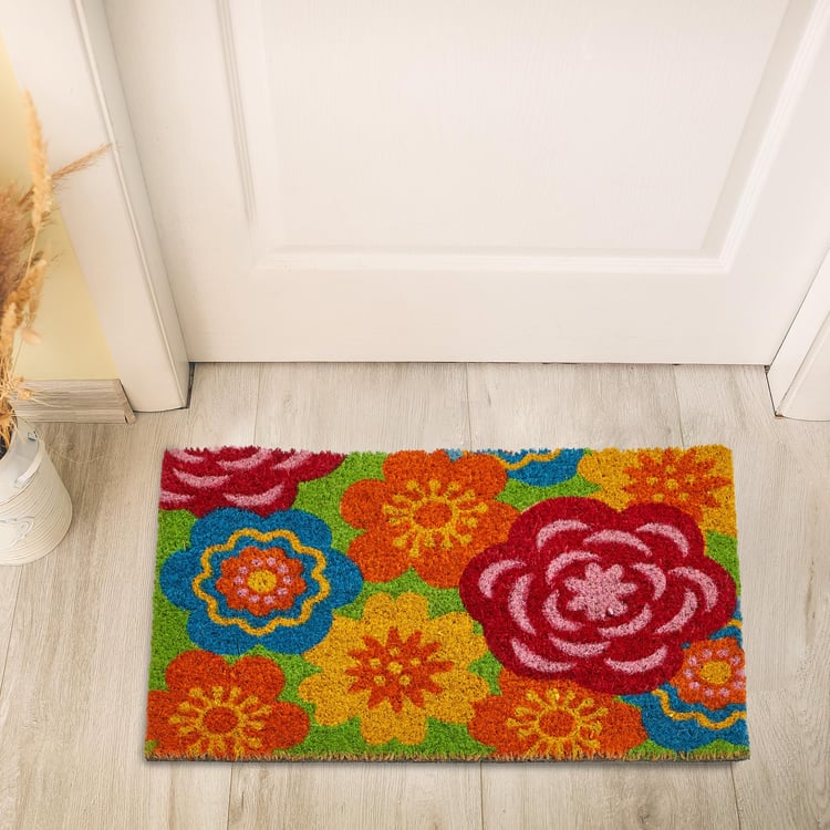 Stencila Floral Coir Printed Doormat - 40x60cm