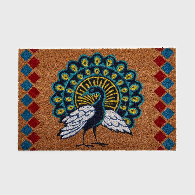 Stencila Peacock Coir Printed Doormat - 40x60cm