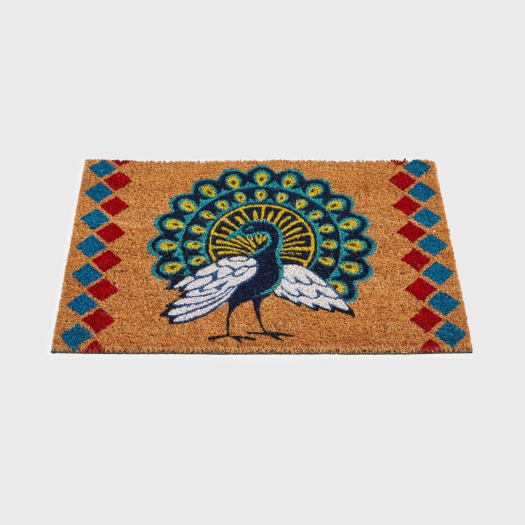 Stencila Peacock Coir Printed Doormat - 40x60cm