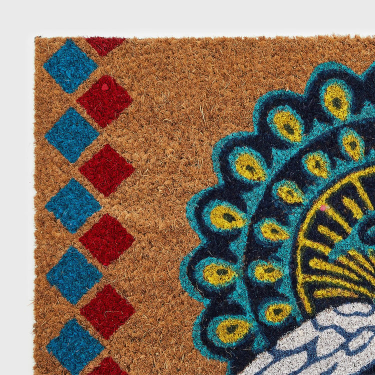 Stencila Peacock Coir Printed Doormat - 40x60cm