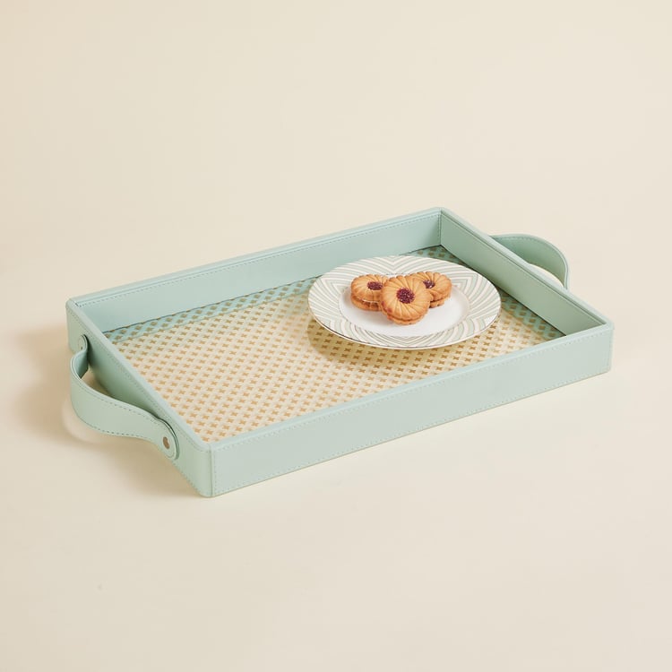 Heritage Renew Blue Printed Glass Serving Tray - 26x45x4cm