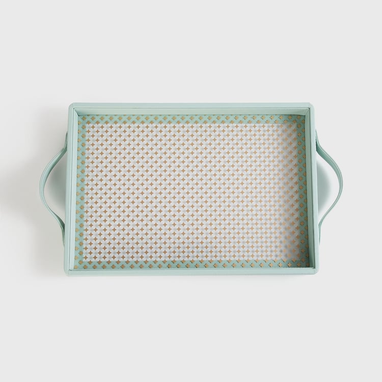 Heritage Renew Blue Printed Glass Serving Tray - 26x45x4cm