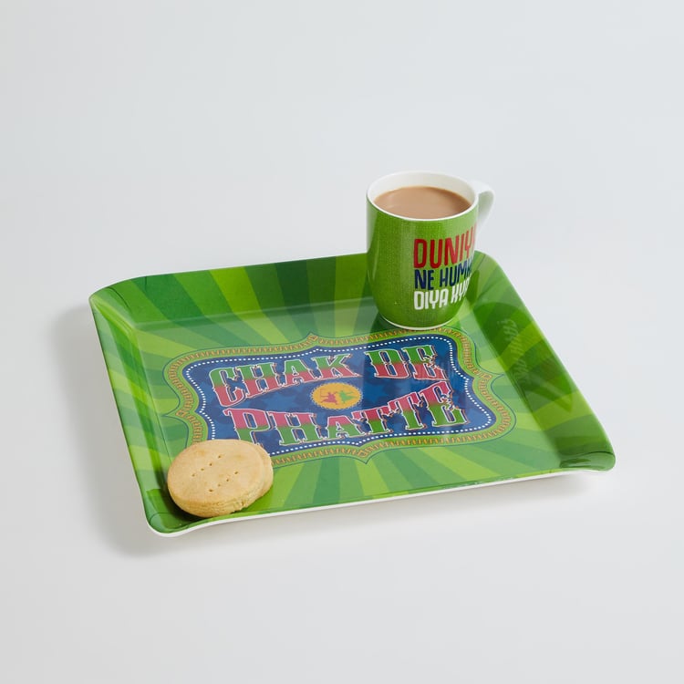 Raisa Bollywood Multicolour Printed Melamine Tray -30.5x30.5cm