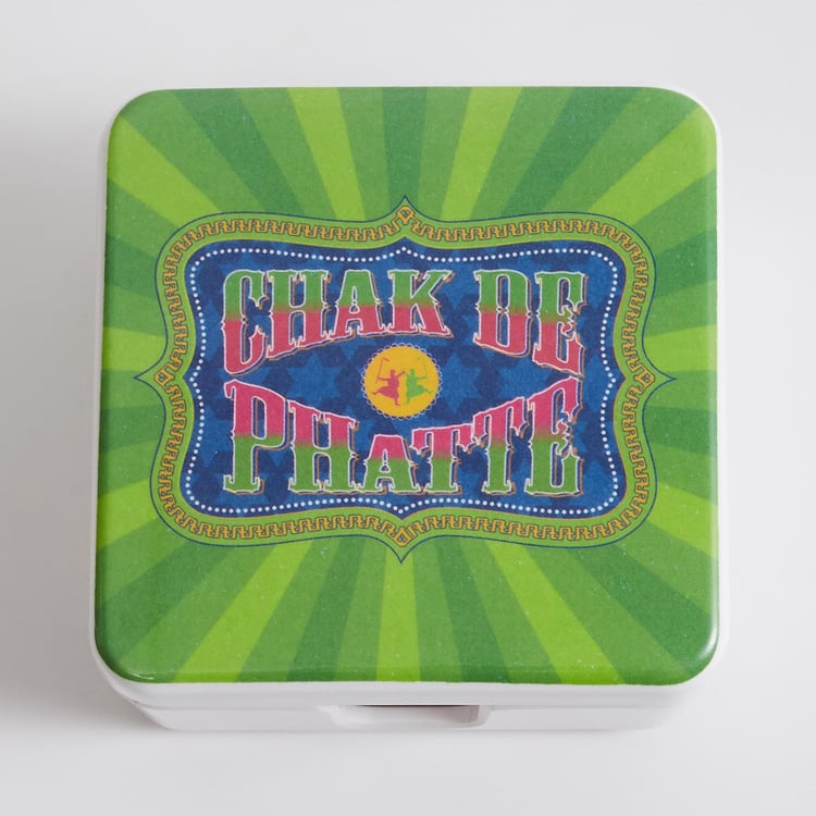 Raisa Bollywood Multicolour Printed Melamine Coasters With Stand - Set Of 6