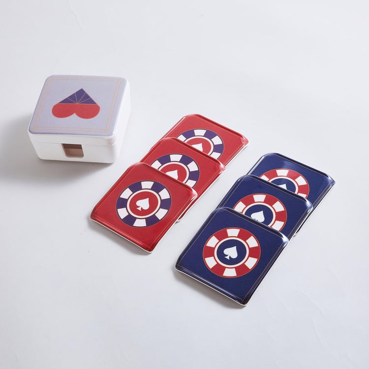 Raisa Deck of Cards Printed Melamine Coasters with Box - Set of 6