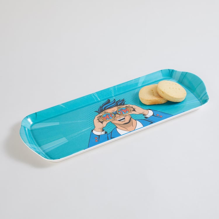 Raisa Comic Printed Melamine Serving Tray - 37x16cm