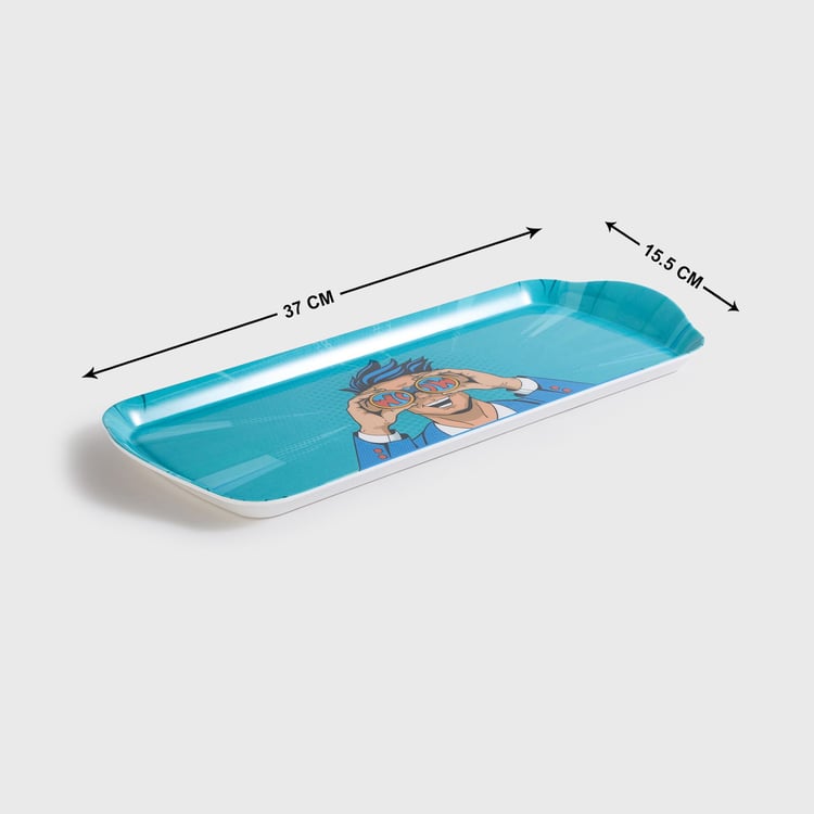 Raisa Comic Printed Melamine Serving Tray - 37x16cm