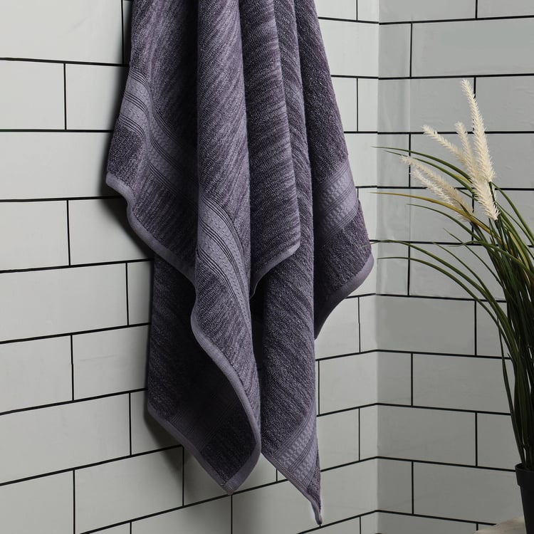 Spaces Set Of 2 Flow Grey Striped Rectangle Bath Towel - 75X150Cm