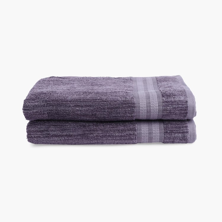 Spaces Set Of 2 Flow Grey Striped Rectangle Bath Towel - 75X150Cm