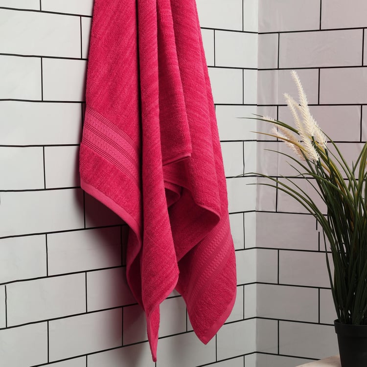 Spaces Set Of 2 Flow Pink Striped Rectangle Bath Towel - 75X150Cm 