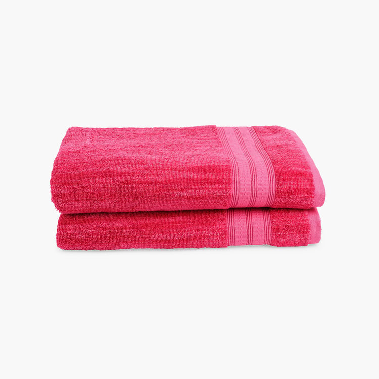 Spaces Set Of 2 Flow Pink Striped Rectangle Bath Towel - 75X150Cm 