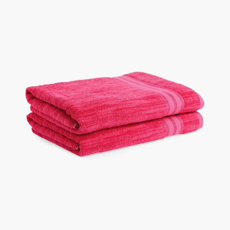 Spaces Set Of 2 Flow Pink Striped Rectangle Bath Towel - 75X150Cm 