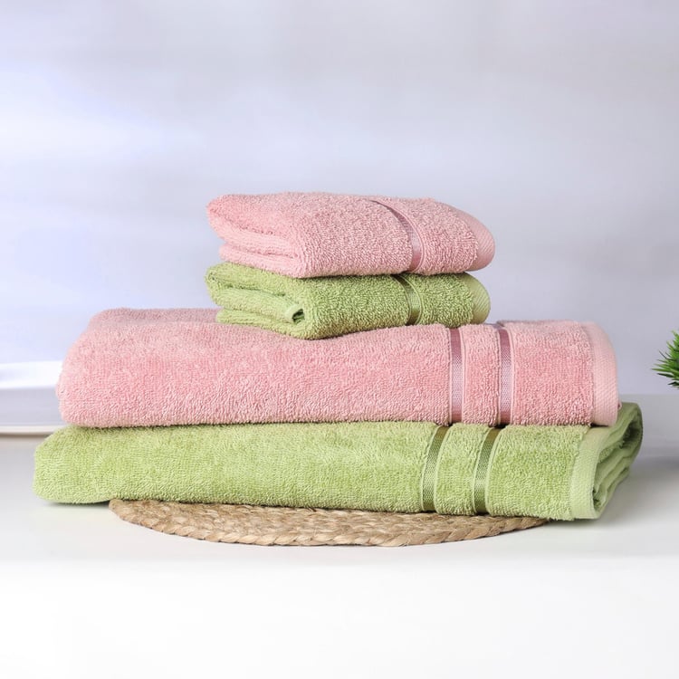 Spaces Edira Coral Blush Cotton Towel Set - 4Pcs