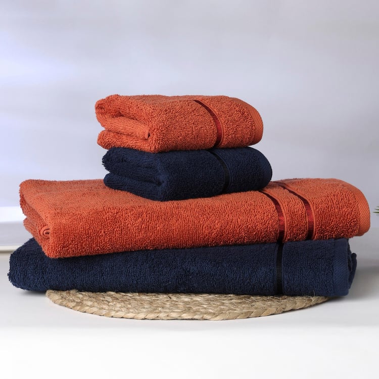 Spaces  Edira Midnight Blue Cotton Towel Set - 4Pcs