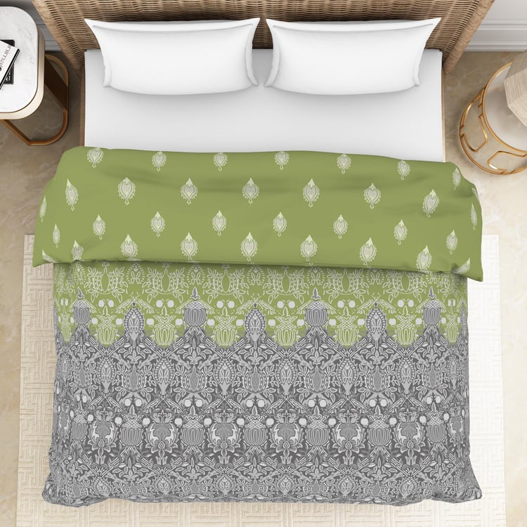 Spaces Adonia Green Printed Cotton King Size Quilt - 224X270Cm