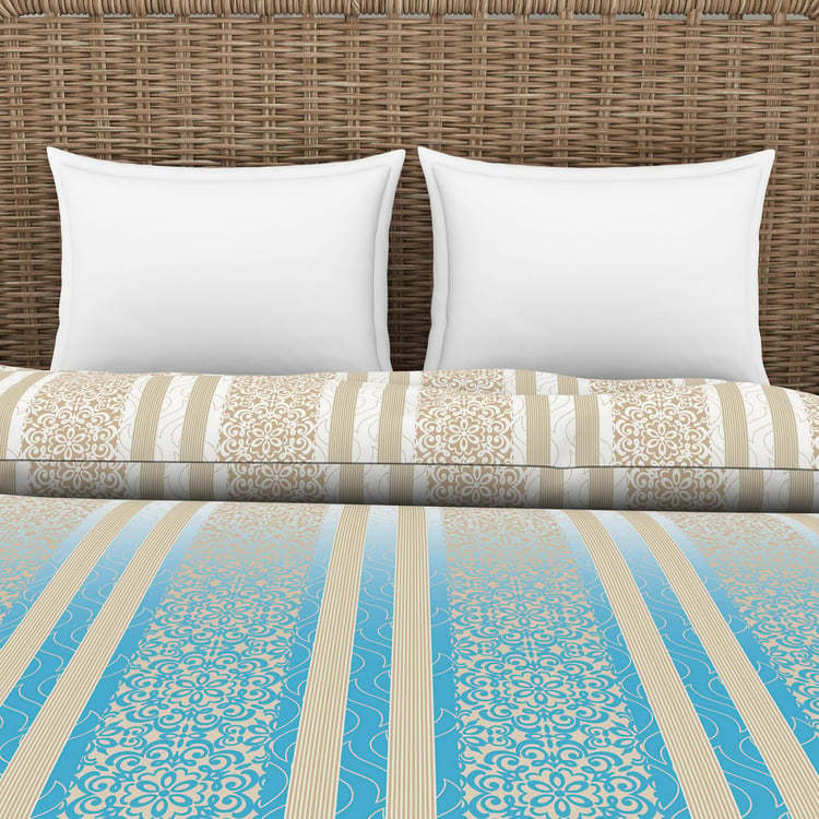 SPACES Adonia Blue Printed Cotton King Quilt - 224x270cm