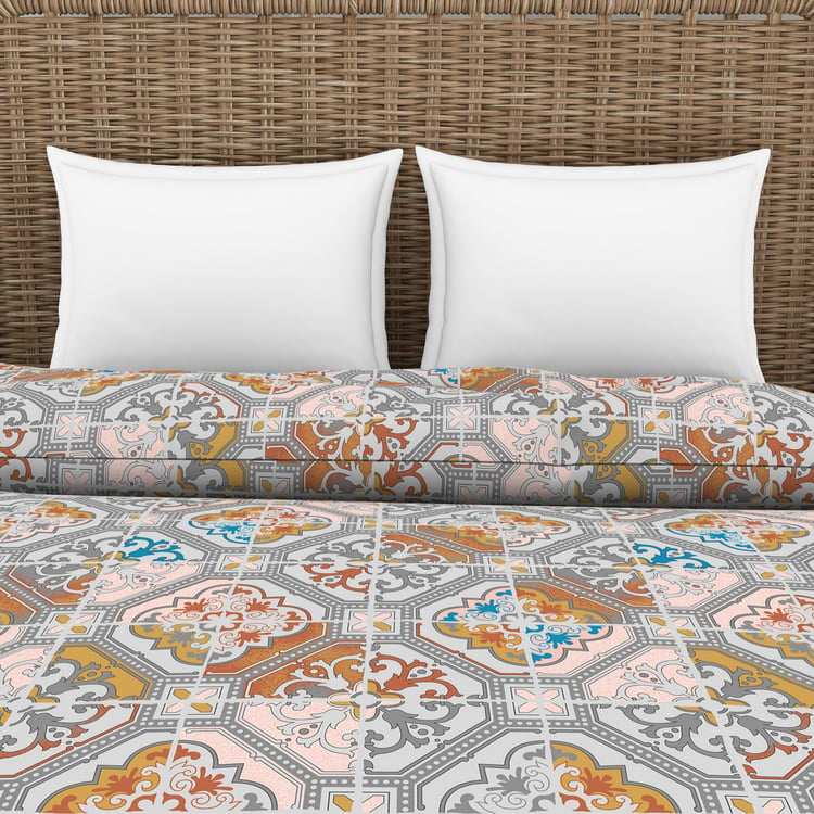 Spaces Adonia Grey Printed Cotton King Size Quilt - 224X270Cm