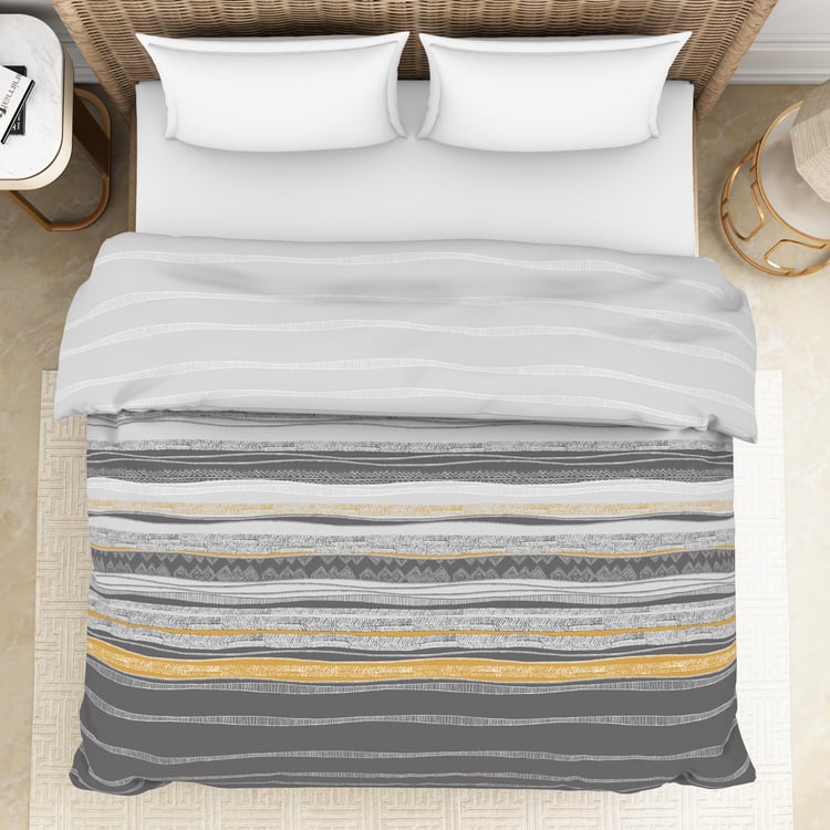 SPACES Adonia Grey Printed Cotton King Size Bed Quilt - 224x270cm