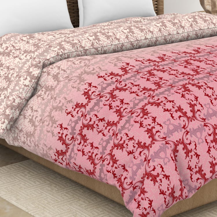 Spaces Adonia Red Printed Cotton Double Bed Quilt - 224X270Cm