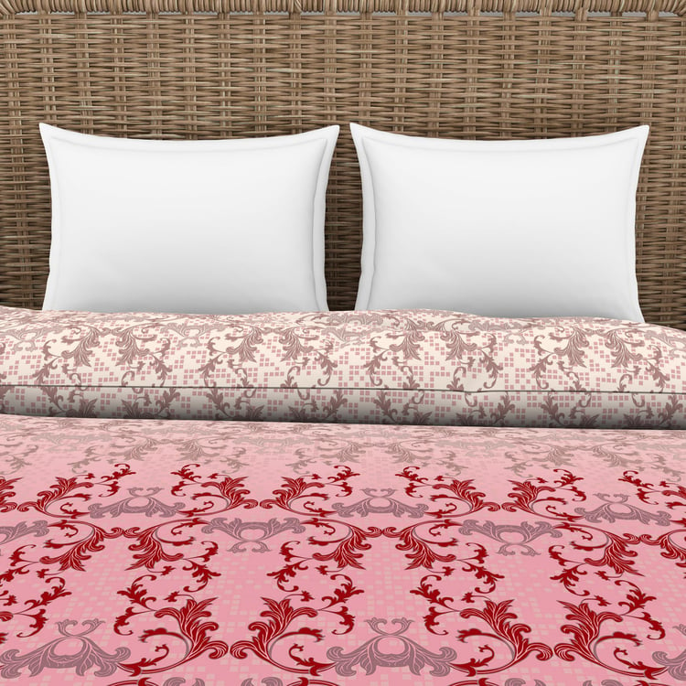 Spaces Adonia Red Printed Cotton Double Bed Quilt - 224X270Cm