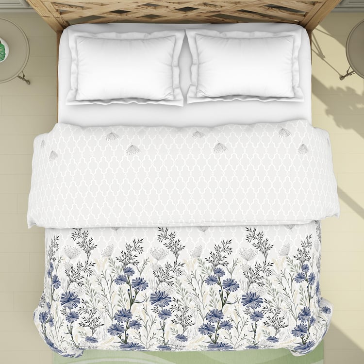 Spaces Blockbuster White Printed Cotton King Size Quilt - 224X270Cm