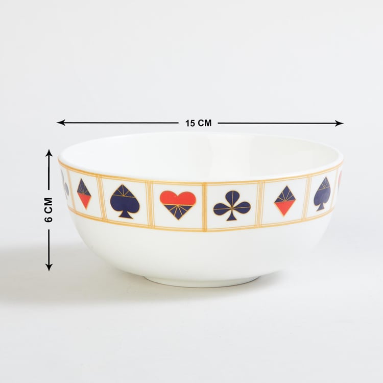 Raisa Comic White Printed Bone China Cereal Bowl