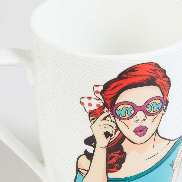 Raisa Comic White Printed Bone China Big Mug