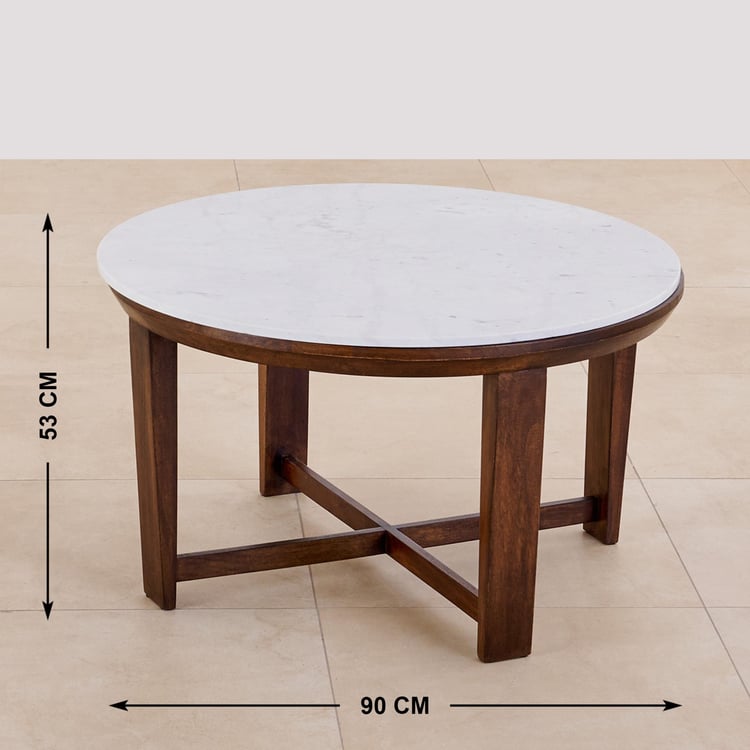 Apollo NXT Marble Top Coffee Table with Stools - Brown