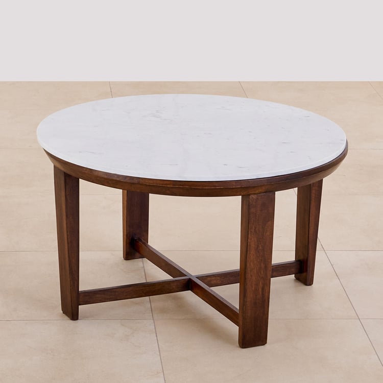 Apollo NXT Marble Top Coffee Table with Stools - Brown