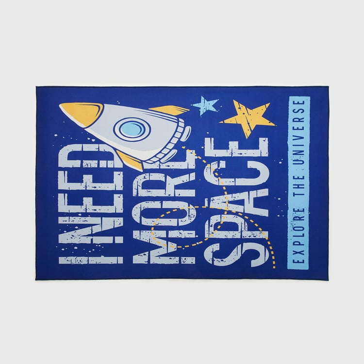 Corsica Slate Kids Spaceship Printed Anti-Slip Carpet - 150x100cm