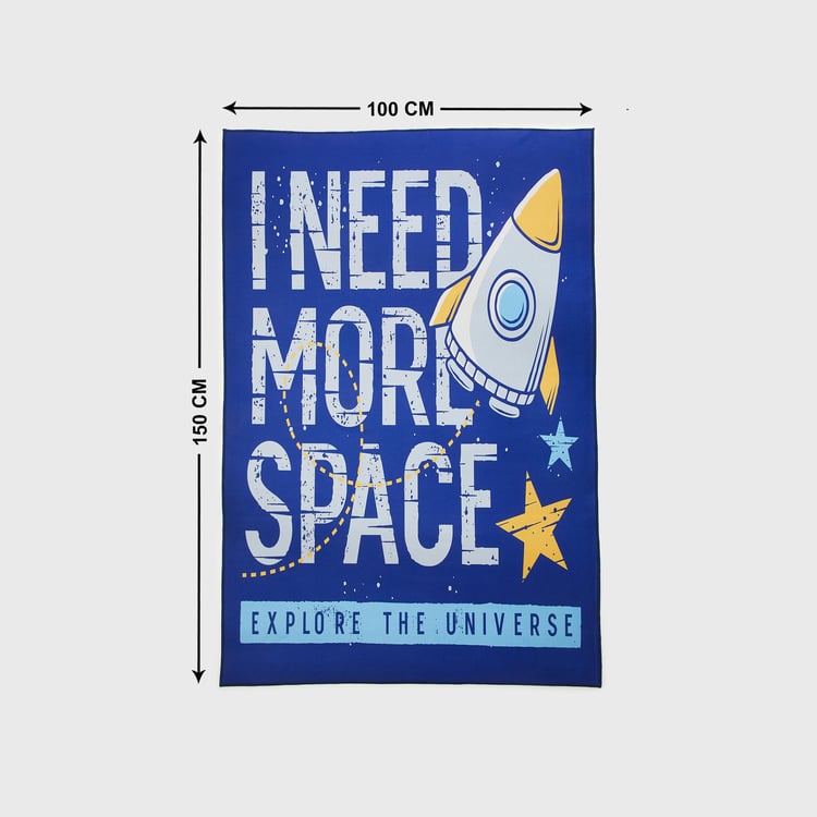 Corsica Slate Kids Spaceship Printed Anti-Slip Carpet - 150x100cm