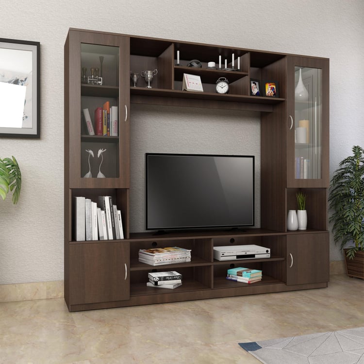 Helios Lewis Telly Entertainment Wall Unit - Brown