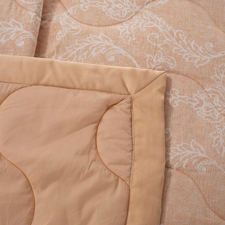 MASPAR Nostalgic Attire Peach Printed Cotton Double Bed Quilt - 265x228cm