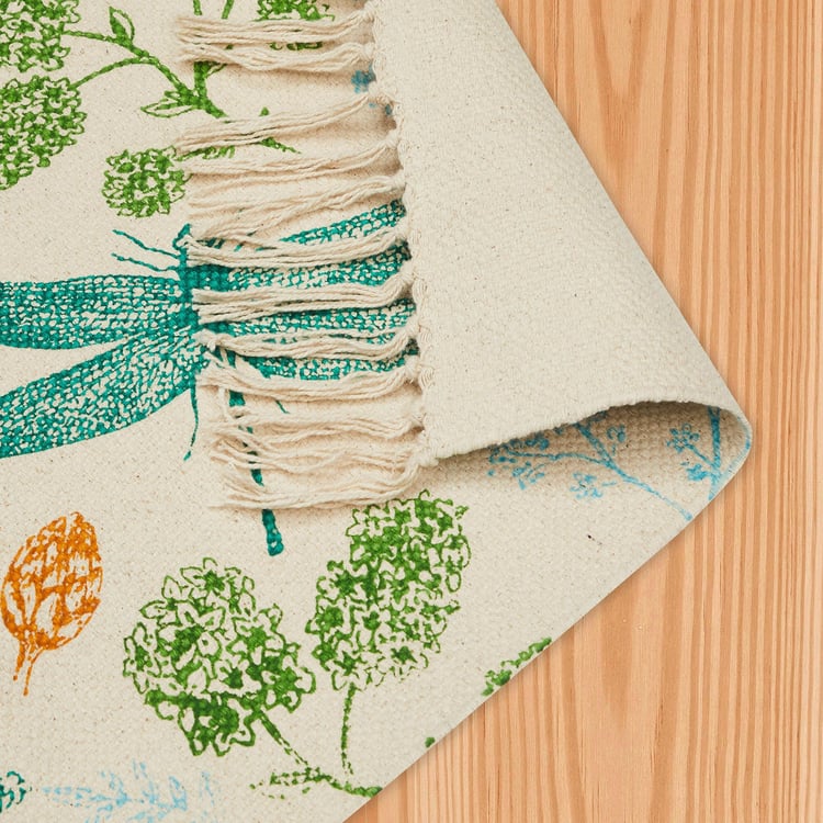 Corsica Dragonfly Cotton Printed Dhurrie - 90x150cm
