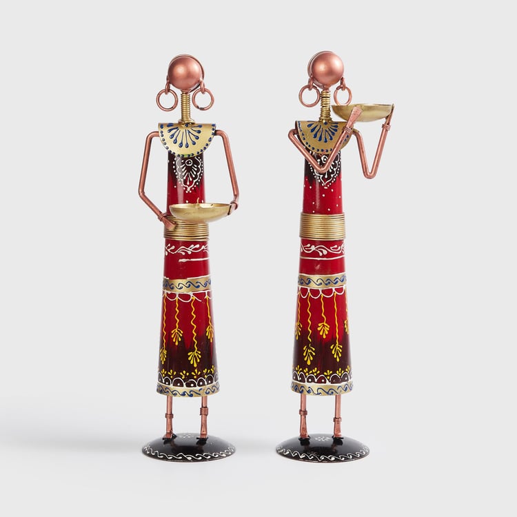 Corsica Mystic India Set of 2 Metal Figurine T-Light Holders