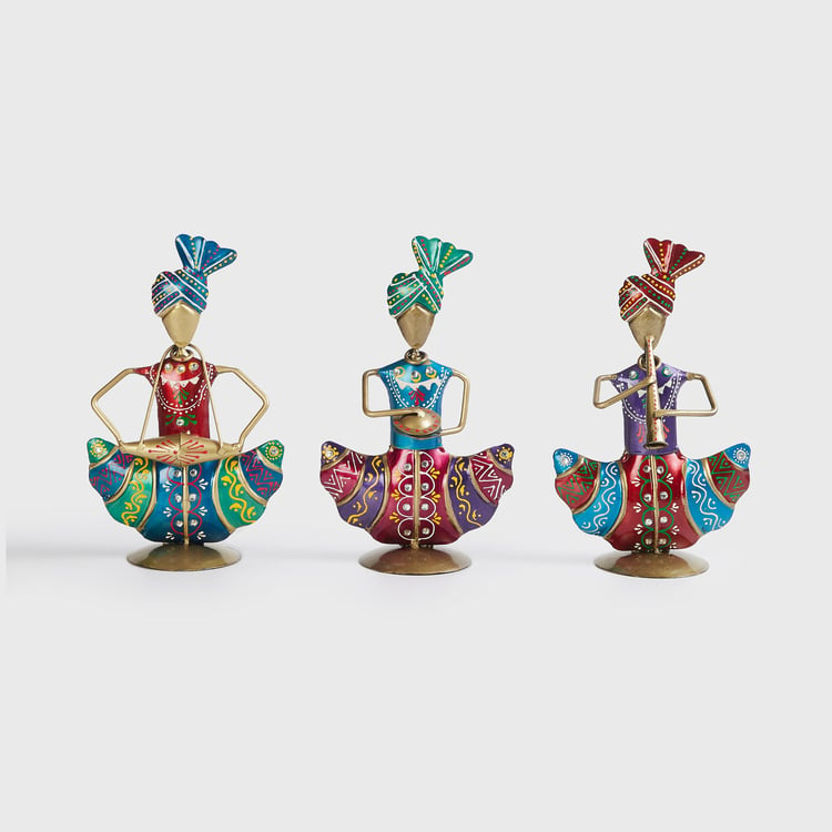 Corsica Mystic India Set of 3 Metal Musician Figurines