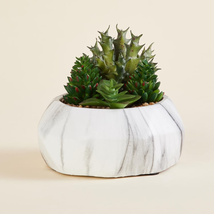 Eternity Artificial Succulent in Marble Pot