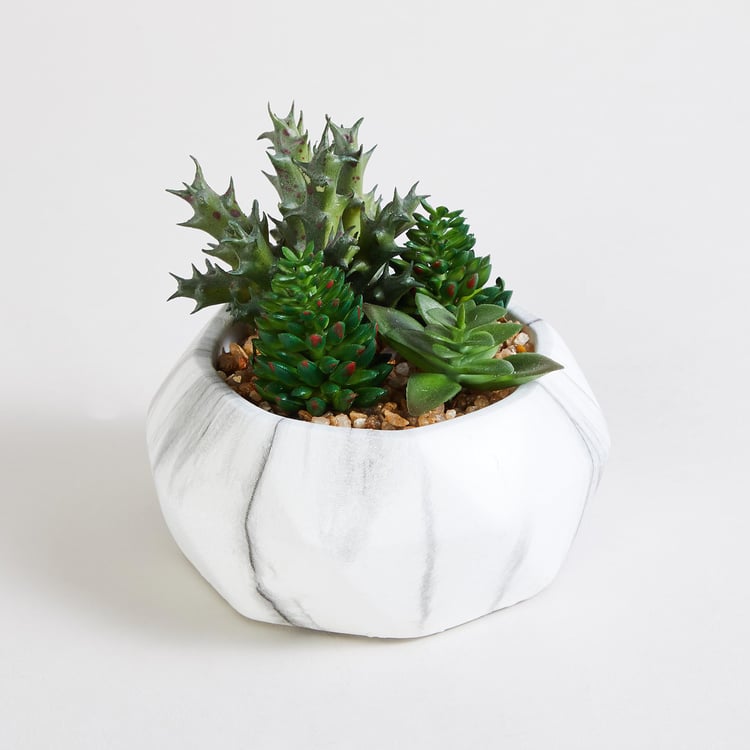 Eternity Artificial Succulent in Marble Pot