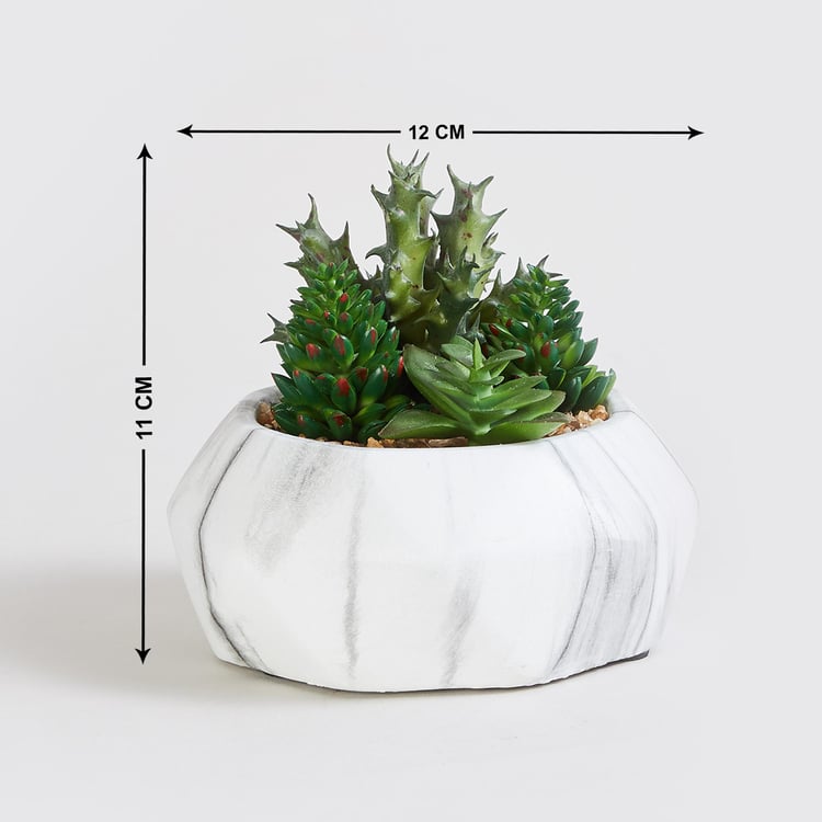 Eternity Artificial Succulent in Marble Pot