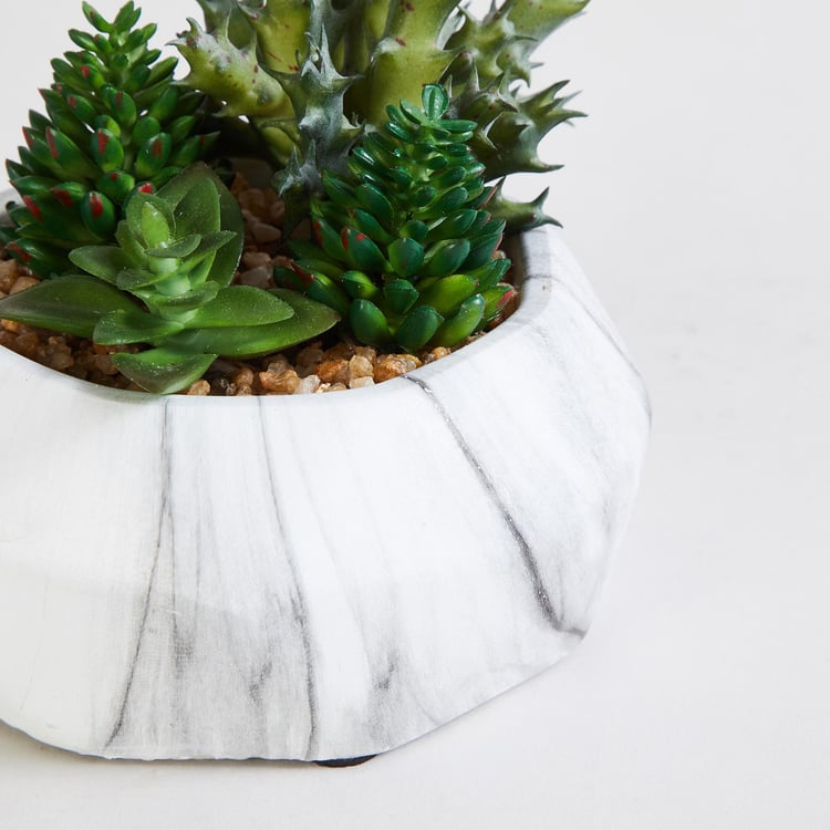 Eternity Artificial Succulent in Marble Pot