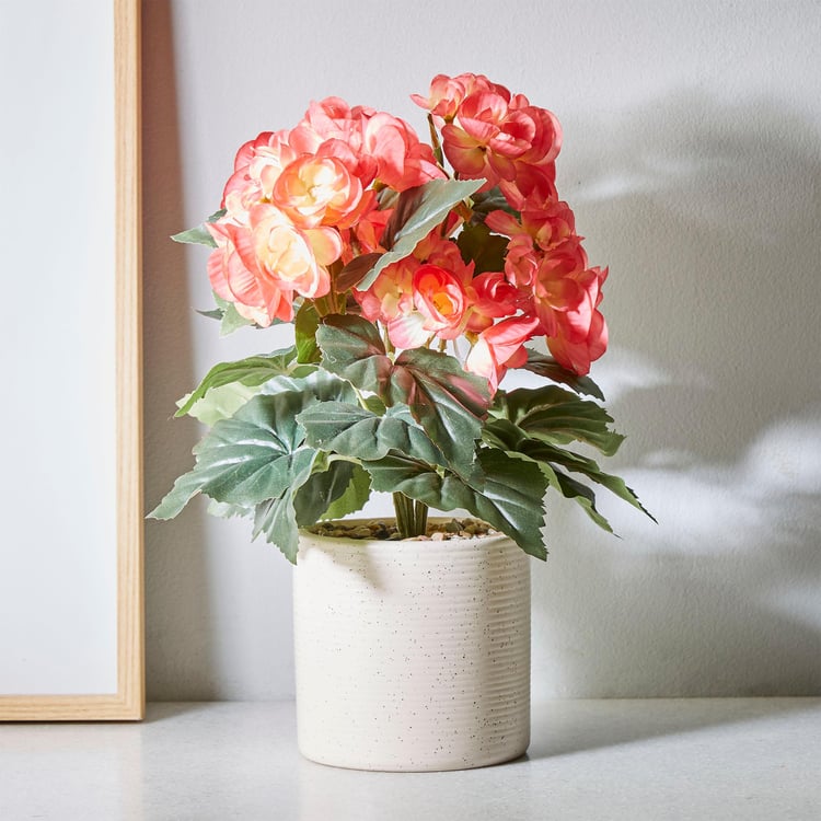 Gardenia Begonia Artificial Flowers in Ceramic Pot