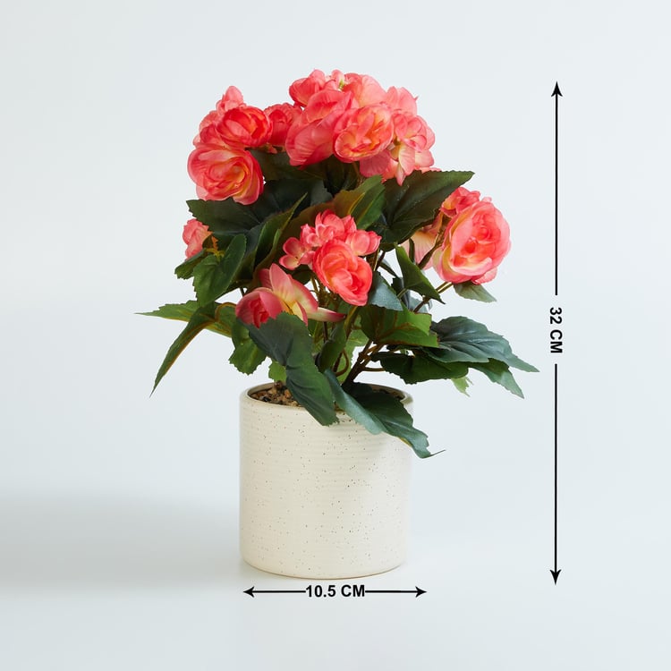 Gardenia Begonia Artificial Flowers in Ceramic Pot