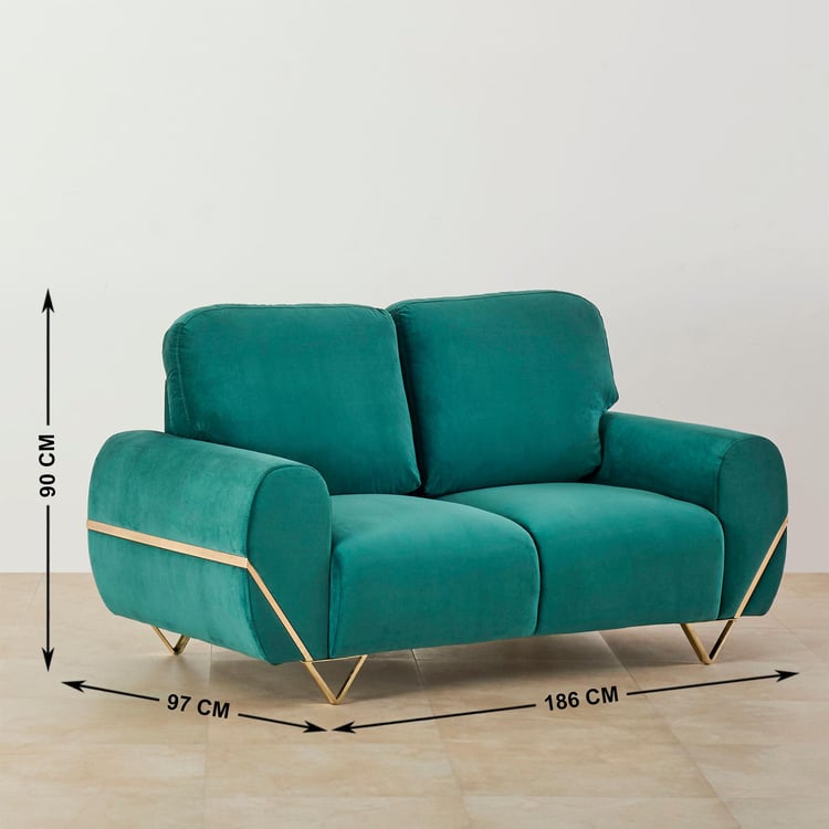 Monarch Velvet 2-Seater Sofa - Teal