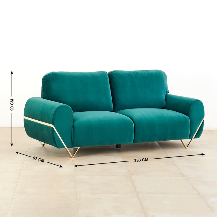 Monarch Velvet 3-Seater Sofa - Green
